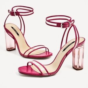 Zara Fuchsia Vinyl Heeled Sandals